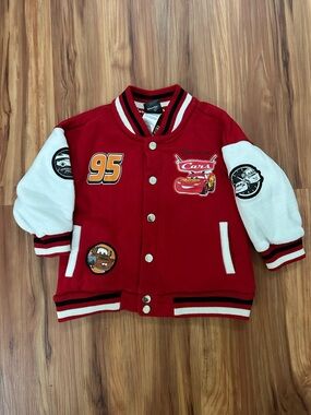 Disney Pixar Cars Lightning McQueen Red & White Kids Varsity Jacket